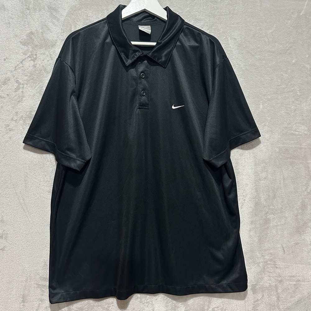 Nike Sportswear Shirt Men's 2XL Black Polo Short Sleeve Button Collared Logo